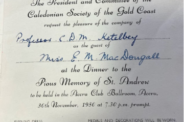 Formal invitation to a St Andrews night dinner, 1950